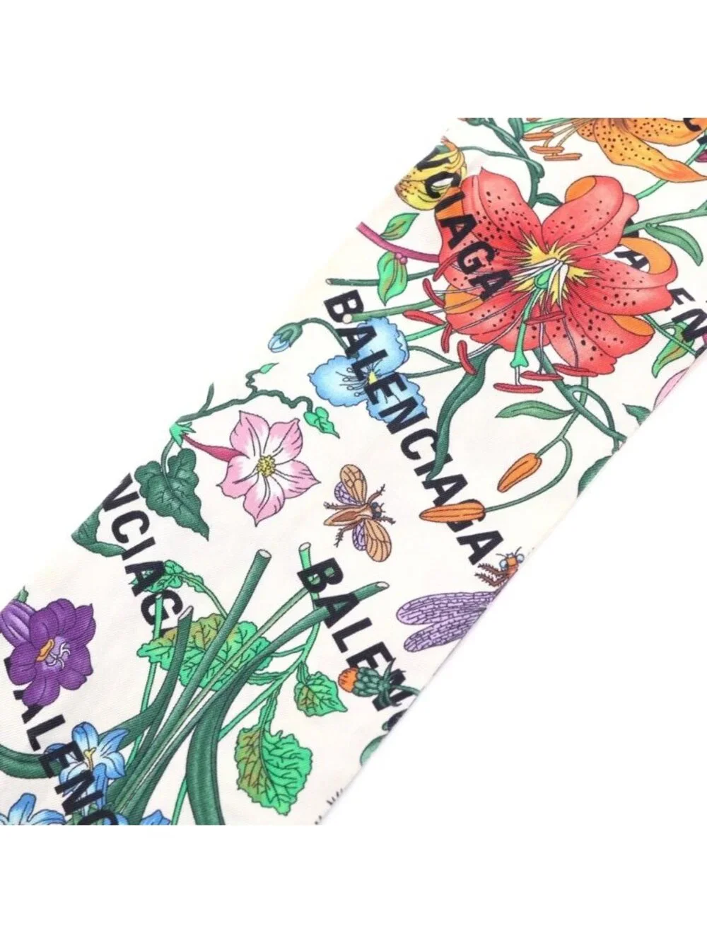Gucci the Hacker Flora Print Silk Neck Bow the Project Floral Scarf White